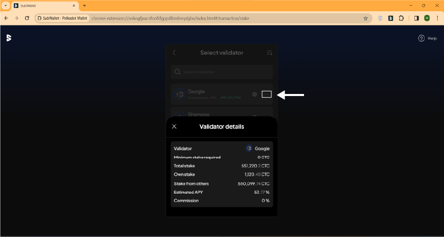 validator details