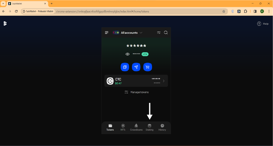Staking tab