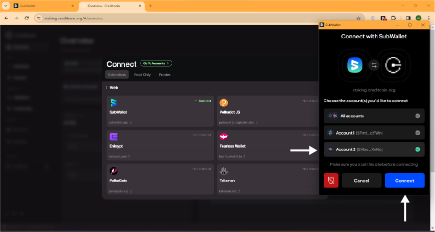 Connect Polkdadot account