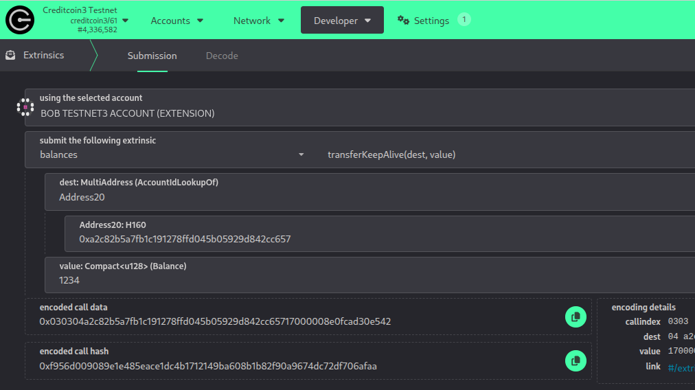 Funding an EVM account using Polkadot-JS UI